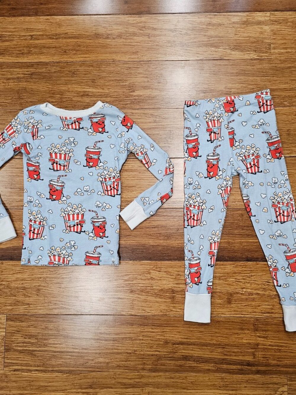 Honest Baby 100% Organic Cotton Movie Snacks Popcorn Pajamas Set 4T EUC